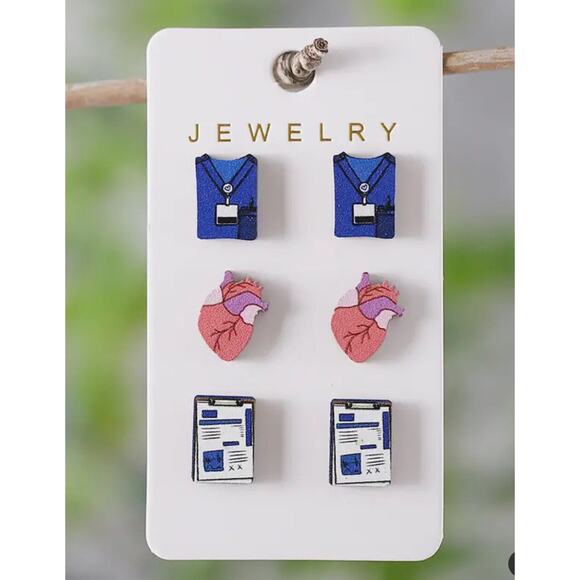 Nurse/ Doctor Charting/Charts Stud Style Earrings Hospital/Dr Office - Picture 5 of 6